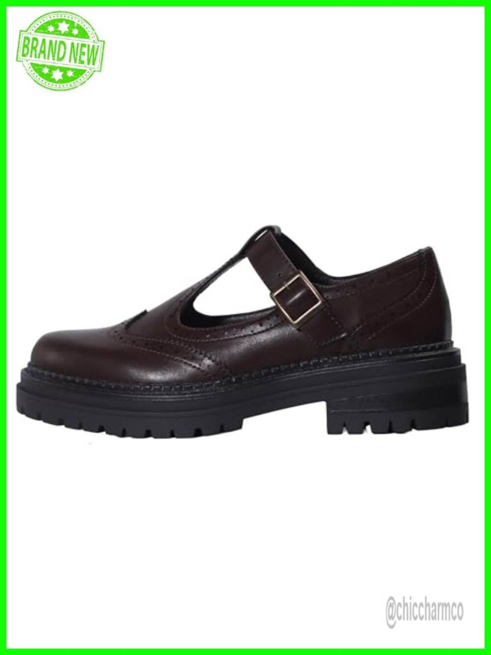 Women's T-Strap Mary Jane Flats, Round Toe Oxfords Non-Slip PU Leather Buckle - Picture 2 of 5